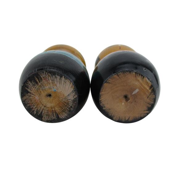 Vintage Pair Nodder Doll Wood Hand Painted Bobbleheads 5" Tall - Picture 6 of 6